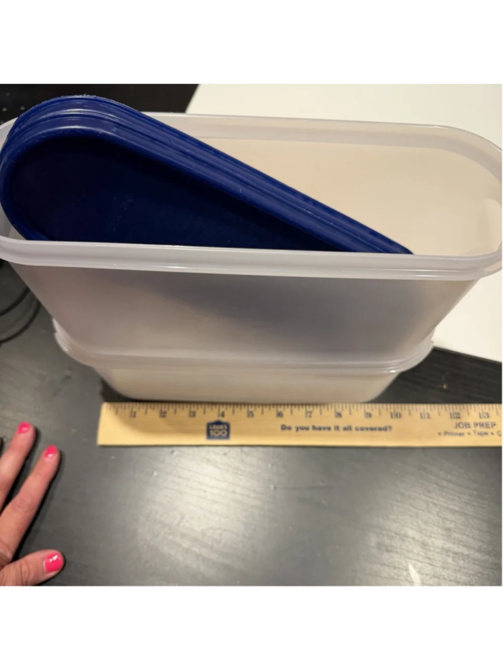 Tupperware Modular Mates Oval‎ #2 #3 Pantry Storage Canister Set 2 Blue Seals